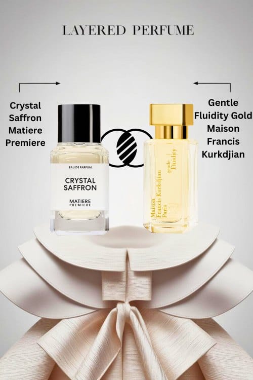 Layering Crystal Saffron by Matiere Premiere & Gentle Fluidity Gold by Maison Francis Kurkdjian