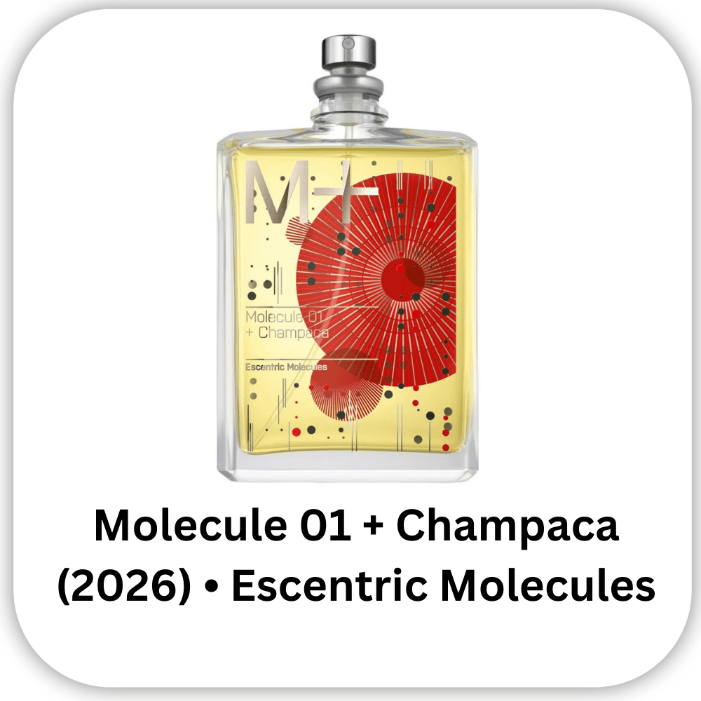 Molecule 01 + Champaca by Escentric Molecules is a Woody Floral Musk fragrance for women and men. This is a new fragrance. Molecule 01 + Champaca was launched in 2026. The nose behind this fragrance is Geza Schoen. Top note is Orange Blossom; middle note is Champaca; base note is Iso E Super.